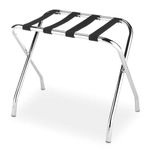 HavenHomes Stainless Steel Luggage Rack Bag Stand Shelf Household Storage Racks for Suitcase Stand with Black Nylon Straps Organizer Multipurpose Portable, Bedroom, Hotel