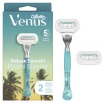 Gillette Venus Miami Sunrise Deluxe Smooth Sensitive, 1 Women's Razor, 2 Refills