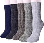 YSense 5 Pairs Womens Wool Socks Thick Knit Warm Cozy Comfy Winter Socks Gifts for Women