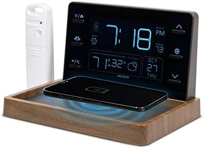 AcuRite Weather Valet with Qi-Certified Wireless Charging Pad, Auto-Dimming LCD Screen, Alarm Clock, Hyperlocal Forecast, Outdoor Temperature and Humidity Measurements, Indoor Temperature Reading