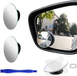 Tongke 1 Pair Blind Spot Car Mirror, 2" Round Rotatable Wide Angle Ultra HD Glass Frameless Convex Rear View Mirror with cleaning kit & removal tool