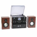 Steepletone HOUSTON XP Black 6 in 1 Music Centre, Bluetooth Vinyl Record Player, Turntable with CD, Cassette, DAB+ / FM Radio, USB MP3 playback & Encoding, NEW 25Watt High Power Wireless Speakers