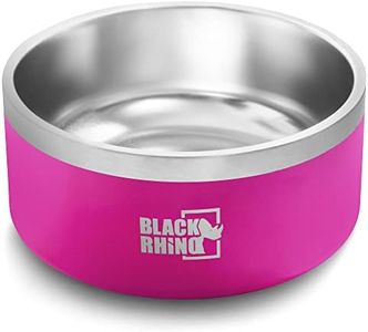 Black Rhino The Dura-Bowl (64 Oz) Double Insulated Stainless Steel Food & Water Dog Bowls for Small, Medium, Large Dogs | Non Slip |