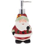 Boston International Ceramic Soap Dispenser Christmas Winter Holiday Refillable Liquid Hand Soap Bottle with Pump, 13-Ounces, Jolly Santa