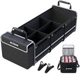 Acteam Large Car Trunk Organizer With Built-in Leakproof Cooler Bag, 5 Compartments Heavy Duty SUV Trunk Organizer for Car Suv Trunk Organizers and Storage with 2 Adjustable Straps