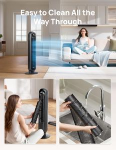 DREO Silent Tower Fan, 8-Speed Bladeless Floor Fan – Remote, 90° Oscillation, Black