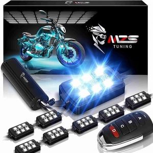 MZS 8Pcs Motorcycle LED Light Kit, Multi-Color Neon RGB Strips Motorcycle LED Underglow kit Smart Remote Controller Compatible with ATVs UTVs Cruiser Trikes Golf Carts