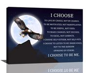 Bald Eagle Wall Art American Eagle Picture Wall Decor I Choose To Be Me Motivational Canvas Painting Print Eagle Inspirational Quotes Artworks Framed for Bedroom Living Room Bathroom Office 20"x16"