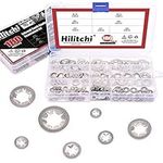 Hilitchi 180 Piece 304 Stainless Steel Internal Tooth Starlock Washers Quick Speed Locking Washers Push On Speed Clips Fasteners Assortment Kit - 7 Size