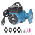 AB 110V 12.6 GPM Circulation Pump with Internal Check Valve, 3-Speed Hot Water Recirculating Pump 1" FNPT Flanges Low Noise for Water Heater System Solar Heater Boiler (Blue)