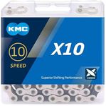 KMC X10.93, Nickel Plated 10 Speed Bicycle Chain for Shimano SRAM Campagnolo-Silver Black