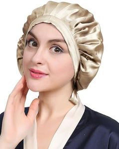 LILYSILK 100% Mulberry Silk Bonnet, 19 Momme Silk Night Sleep Cap Adjustable Hair Wrap for Sleeping, Taupe