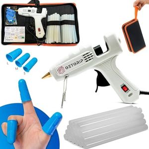 GETGRIP Pistolet à Colle Chaud Professionnel UltraPuissant 80–120 W – Parfait pour le Bricolage, les Loisirs Créatifs & Réparations – 30 Bâtons (150 mm), 3 Protège-Doigts & Pochette de Transport