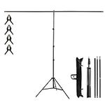 T-Shape Portable Background Backdrop Support Stand Kit 6.5ft Wide 8.5ft Tall for Video Studio Photography with 4 Spring Clamps and Carrying Bag