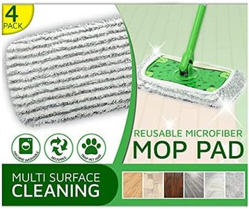 Reusable Microfiber Mop Pad Compatible with Swiffer Sweeper Mop Heavy Duty Scrubby Mop Cover Multi-Surface Cleaning Wet Dry Refills (4 Pack-White)
