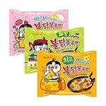 OHMARKET Samyang Buldak Chicken Stir Fried Ramen Korean Ramen 3 Flavor Combo (Carbo + Jjajang + Cheese) 3 Pack