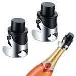 Champagne Stoppers for Bottles Stainless Steel with Built-in Pump Sparkling Prosecco Vacuum Bottle Save Sealer Stopper 2 Pack