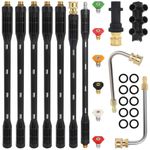 10 Pcs Pressure Washer Extension Wand with Adapter Compatible with Karcher K Series K2 K3 K4 K5 K6 K7, 4000PSI Gutter Cleaning Tools Extension Lance, 1/4 Inch Quick Connect, with 6 Nozzle Tips