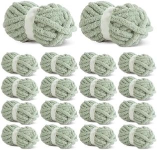 HOMBYS Sage Green Chunky Chenille Yarn for Crocheting, Bulky Thick Fluffy Yarn for Knitting,Super Bulky Chunky Yarn for Hand Knitting Blanket, Soft Plush Yarn, 18 Jumbo Pack (27yds,8 oz Each Skein)
