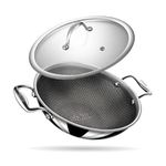 Stahl Artisan Hybrid Triply Non Stick Kadai with Lid, Stainless Steel Kadai for Cooking, Triply Kadhai Metal Spatula Friendly, Induction & Gas Stove Compatible, 3.3 L, 26 cm