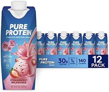 Pure Protein Strawberry Protein Shake, 30g Complete Protein, Ready to Drink and Keto-Friendly, Vitamins A, C, D, and E plus Zinc to Support Immune Health, 11oz Bottles, 12 Pack