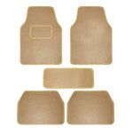 CARIZO Carpet Beige Car Floor/Foot Mats (Set of 5) Compatible for Honda City Zx (2003-2008)