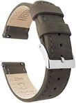 BARTON WATCH BANDS Quick Release Top Grain Leather Watch Band Strap, Espresso Leather/Espresso Stitching, 22mm