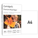 Cartridgeify Premium Glossy Photo Paper, A4 (210 x 297 mm), 120 Sheets, 180 GSM, for All Inkjet Printers