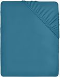 Utopia Bedding Fitted Sheet Double, Denim Blue - Deep Pocket 14 inch (35 cm) - Easy Care - Soft Brushed Microfibre Fabric - Shrinkage and Fade Resistant - Bottom Sheet