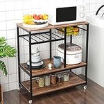 soges Kitchen Baker's Rack Kitchen Cart Utility Storage Shelf Microwave Oven Stand Kitchen Storage Shelf, Rustic Brown, YL-D5002-CA