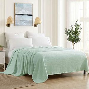 Sweet Home Collection 100% Fine Cotton Blanket Luxurious Weave Stylish Design Soft and Comfortable All Season Warmth, King, Mint