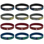 kilofly 12pcs Christian Religious Scripture Bible Verse Rubber Bracelet Wristband