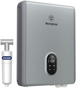Westinghouse 27kW Electric Tankless Whole House Water Heater, 6.3 GPM Instant Hot Water on Demand, 240V, WIFI & Self Modulating High Efficiency, Copper Heating, LED Display, ETL Certified