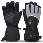 SAVIOR HEAT Rechargeable Heated Gloves Battery Electric Ski Gloves with 3 Heating Levels Touchscreen Waterproof Gloves for Men & Women Black