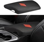 INTGET Car Center Console Armrest Cover for Dodge Challenger Accessories 2023 2022 2021 2020 2019 2018 2017 2016 2015 Interior Arm Rest Seat Cover Middle Console Lid Protector Pad(Black Stitches)