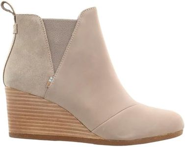 TOMS Women's Kelsey Wedge Chelsea Bootie, Taupe Grey Leather/Suede, 7.5