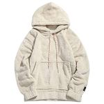 ZAFUL Men's hooded jumper, kangaroo pocket plush pullover hoodie sweatshirt for autumn winter. - White - S