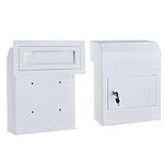 flybold Through-the-Door Locking Key Drop Box Heavy Duty Rainproof Door Mail Slot Drop Boxes for Business with Tubular Lock Keys Baffle Prevents Money Fishing Dropbox Slots for Doors Keys Rent Deposit