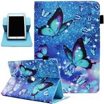 Universal 10 10.1 Inch Android Tablet Case, Dluggs 360 Degree Rotating Case for Amazon Fire HD 10 / iPad 10.2 / Galaxy Tab A A8 10.5 10.1 and Other 9.5-10.5 Inch Tablet, Blue Butterfly