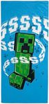 Jay Franco Minecraft Creeper Kids Bath Pool Beach Towel - Super Soft & Absorbent Blue 100% Cotton Towel, Measures 28 x 58