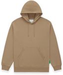 Future Planet Mens Globe Premium Pullover French Terry Soft Cotton Hoodie Sweatshirt Loose Fit, Beige, Medium