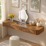 Floating Makeup Vanity Wall Mounted Floating Vanity Desk with Drawers Modern Dressing Table Space Saving Makeup Table for Bedroom Closet Minimalist Design Rounded Corners(Walnut,39.3")