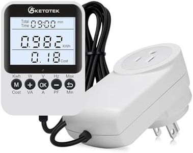 KETOTEK Watt Meter Plug, Power Meter with Backlight, Upgraded Electricity Usage Monitor Consumption, Display Connected via Cable, Overload Protection, Wattage Meter For Home Electrical Monitoring