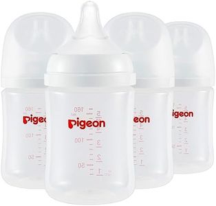 Pigeon PP Nursing Bottle Wide Neck, Streamlined Body, Natural Feel, Easy to Clean, 5.4 Oz (Pack of 4), Includes 4pcs SS Nipples (0m+)