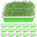 Eaasty 16 Pcs Seed Sprouter Tray with Drain Holes Seed Germination Propagation Trays Healthy Wheatgrass Microgreens Growing Trays Beans Nursery Sprouting Tray(13 x 9.45 x 1.77 Inch, with Lid)