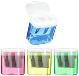 ZELHYEUU 4 Pcs Pencil Sharpeners, Manual Pencil Sharpener with Container, Portable Manual Pencil Sharpener, Dual Hole Pencil Sharpener with Lid, for Office, School, Artist, Home Use