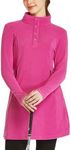 FitsT4 Sports Women's Fleece Tunic Dress Long Sweatshirts Dress Button up Pullover with Zipper Pockets Winter Thermal Outfits for Hiking Camping Golf Rose S