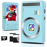 4K Digital Camera for Photography 44MP Autofocus Portable Point and Shoot Digital Cameras with 16X Zoom, 2.4'' Compact Digital Camera for Beginners, Boys, Girls with 32GB SD Card and 2 Batteries(Blue)