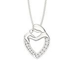 Aeon Jewellery Mother & Child Necklace - 925 Sterling Silver & Cubic Zirconia Heart Pendant | Polishing Cloth Included | Jewellery Gifts for Mothers