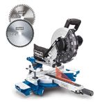 Scheppach HM254 10" Sliding Mitre Saw, 2000W, 255mm Blade, 340mm Cross Cut, 45° Bevel, Laser Guide, 2 x 48T 60T TCT Blades for Wood, Plastic & DIY